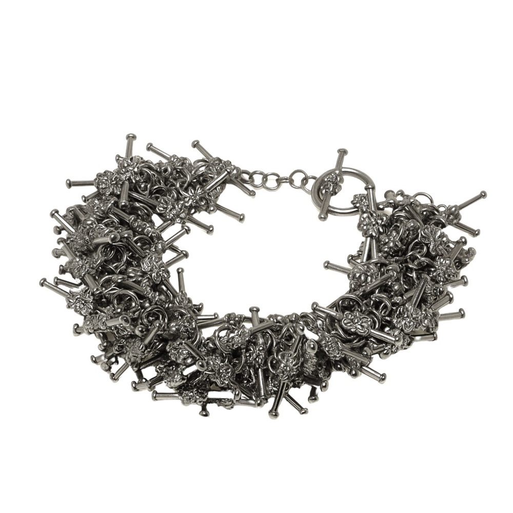 Gunmetal Toggle Charm Bracelet – 7.5" Handmade in Montreal